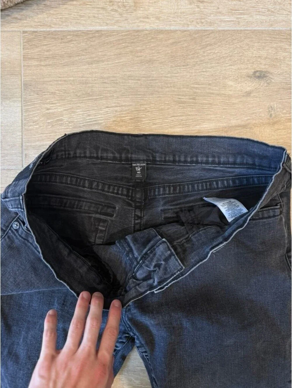 True Religion Ricky Relaxed Straight Jeans Black 40 Mens
